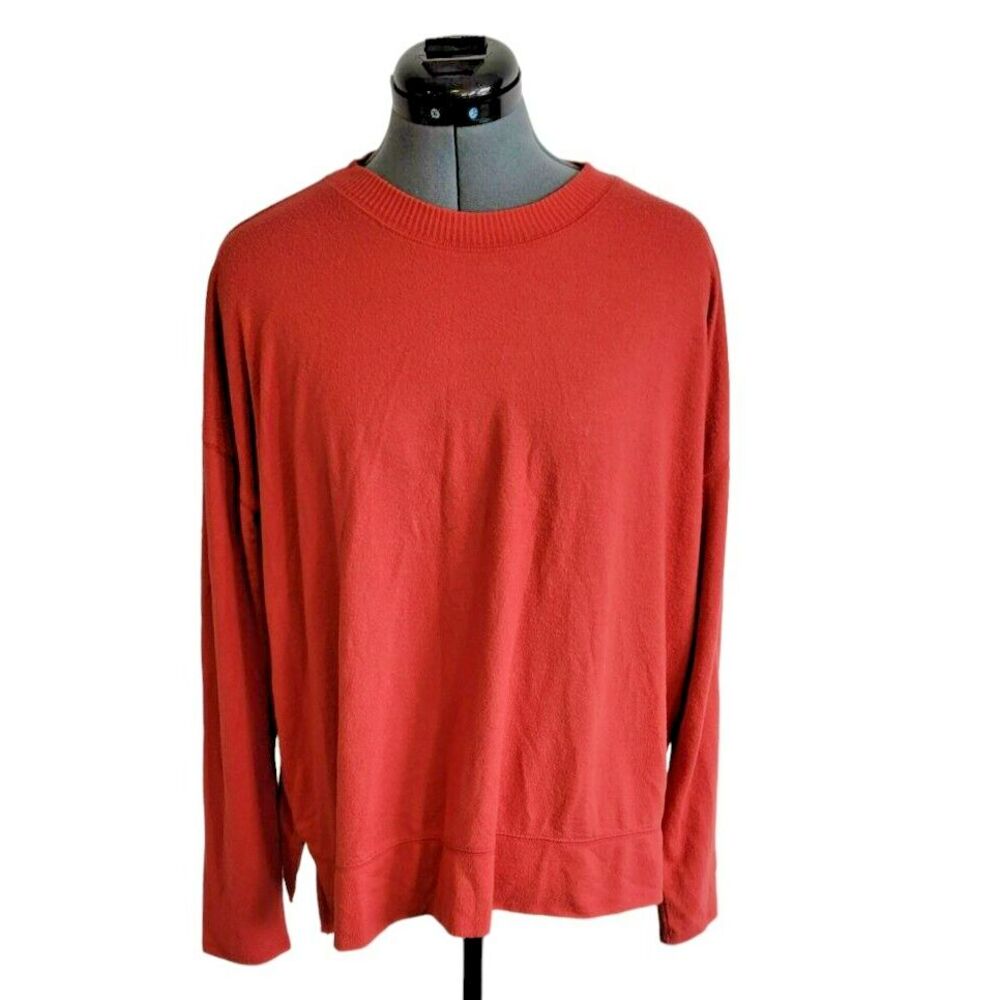 Lucky Brand Womens‎ Long Sleeve Crew Neck Pullover Knit Top Burnt Orange Large